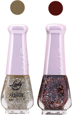 

Lady Fashion Glitter Nail Polish 2909201627 Aquamarine,Brown,(Pack of 2)