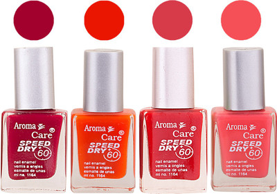 

Aroma Care Maroon Nail Polish Combo 2506201695 Maroon, Orange, Red, Pink(Pack of 4)