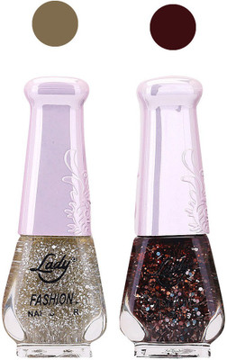 

Lady Fashion Glitter Nail Polish 2909201632 Aquamarine,Brown,(Pack of 2)