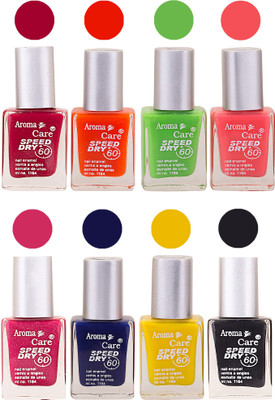 

Aroma Care Orange Matte Nail Polish Combo 01072016197 Maroon, Orange, Golden, Maroon, Green, Magenta, Light Orange, Red, Peach, Purple, Pink, Blue, Yellow, Black, Base Coat, Nude(Pack of 8)