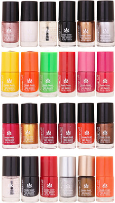 

Aroma Care MAB Multicolor 2 in 1 Color Cap Nail Polish Sets in Wholesale Rate ( Set No. 141) Yellow, Orange, Neon Green, Red, Nude, Peach, Base Coat, Black, Red, Silver, Golden, Orange(Pack of 24)