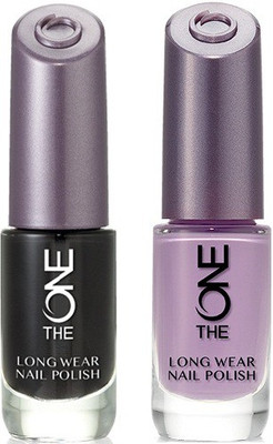 

Oriflame Sweden nail polishes set black noir, lilac silk(Pack of 2)
