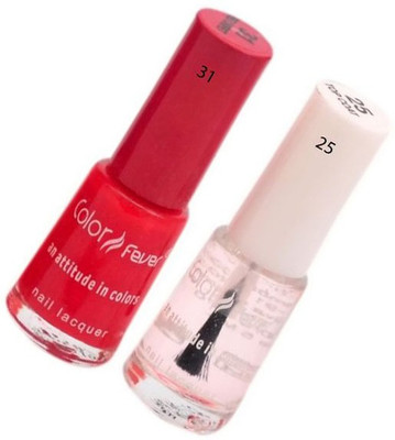

Color Fever Color Nail Polish 66 New Red, Top coat(Pack of 2)