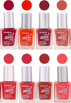 

Aroma Care Orange Matte Nail Polish Combo 01072016118 Maroon, Orange, Golden, Maroon, Green, Magenta, Light Orange, Red, Peach, Purple, Pink, Blue, Yellow, Black, Base Coat, Nude(Pack of 8)