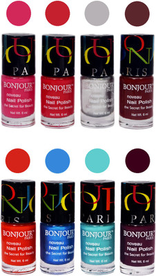 

Bonjour Paris Matte Nail Polish Combo 8-9 Multicolor,(Pack of 8)