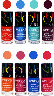 

Bonjour Paris Matte Nail Polish Combo 2-8 Multicolor,(Pack of 8)