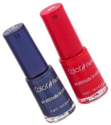 

Color Fever Color Cap Nail polish 23 Blue, Romantic Red(Pack of 2)
