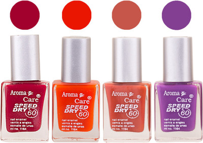 

Aroma Care Maroon Nail Polish Combo 2506201685 Maroon, Orange, Red, Purple(Pack of 4)