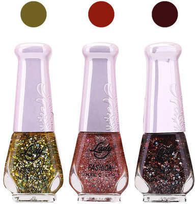 

Lady Fashion Glitter Nail Polish 04102030 Green,Brown,Brown,(Pack of 3)