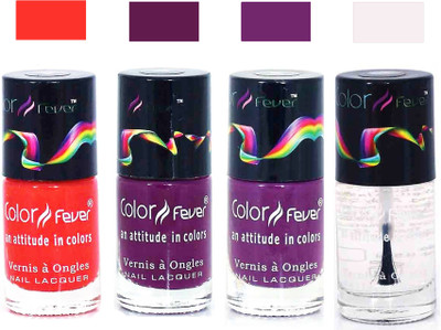 

Color Fever Top Coat Matte Nail Polish Combo-1029 Orange Wine Purple Top cot(Pack of 4)