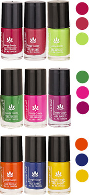 

Aroma Care Pack Of 9 Gel Based Nail Paint (30) Nude Magenta, Neon Magenta, Neon Pink, Green, Pink, Neon Magenta, Orange, Blue, Yellow(Pack of 9)