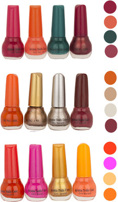 

Aroma Care Bonsai Colour Cap Nail Polish Combo (ST-02-06-07) Multicolor,(Pack of 12)