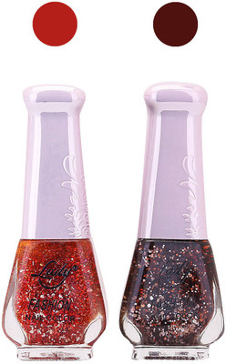 

Lady Fashion Glitter Nail Polish 2909201605 Red,Brown,(Pack of 2)