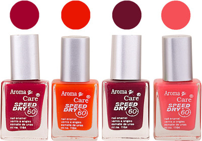 

Aroma Care Maroon Nail Polish Combo 2506201653 Maroon, Orange, Red, Pink(Pack of 4)