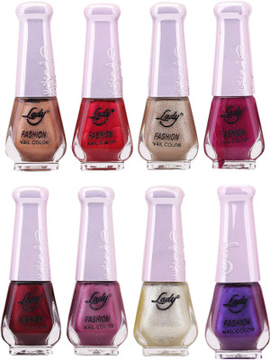 Lady Fashion Trendy Nail Polish 21124 Multicolor,(Pack of 8)