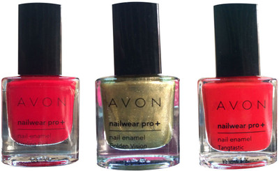 

Avon Nailwear Pro+ Nail Enamel Tangtastic, Golden Vision, Sizzling Red