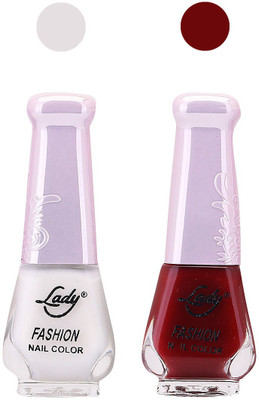 

Lady Fashion Nail Polish Combo 210820200 White,Maroon,(Pack of 2)