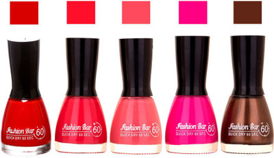 

Fashion Bar Red ,Pink,Light Pink,Mazanta ,Dark Chaclaty Brown Shades Nail Polish 145333 Red ,Pink,Light Pink,Mazanta ,Dark Chaclaty Brown(Pack of 5)