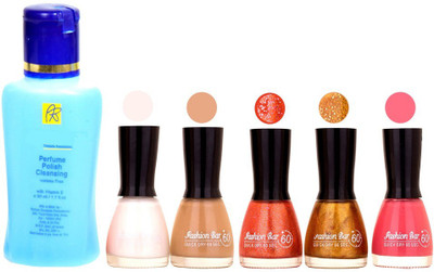 

Fashion Bar Nail Polish With Free Rythmx Nail Polish Remover Combo Offer (Neon Shades at Incredible Value) 1574 White,Nude,Orange,Copper,Pink