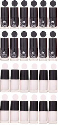 

Aroma Care White, Black Exclusive Nail Polish Combo (Set No. 06) Black, White(Pack of 12)