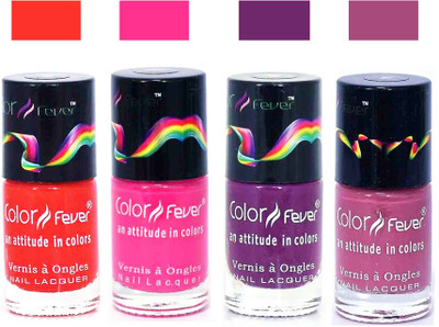 

Color Fever Blue Matte Nail Polish Combo-1037 Orange Pink Purple Mauve(Pack of 4)