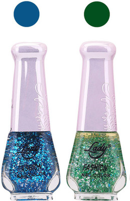 

Lady Fashion Glitter Nail Polish 2909201644 Blue,Green,(Pack of 2)