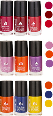 

Aroma Care Pack Of 9 Gel Based Nail Paint (55) Nude, Brown, Nude Orange, Light Pink, Orange, Purple, Orange, Blue, Yellow(Pack of 9)