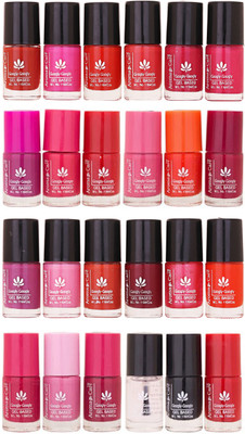 

Aroma Care MAB Multicolor 2 in 1 Color Cap Nail Polish Sets in Wholesale Rate ( Set No. 81) Pink, Purple, Red, Peach, Orange, Mauve, Pink, Peach, Pink, Base Coat, Black, Red(Pack of 24)