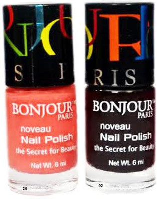 

Bonjour Paris Round Nail Polish 28 Multicolor(Pack of 2)