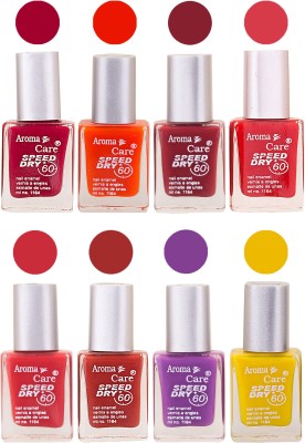 

Aroma Care Orange Matte Nail Polish Combo 01072016127 Maroon, Orange, Golden, Maroon, Green, Magenta, Light Orange, Red, Peach, Purple, Pink, Blue, Yellow, Black, Base Coat, Nude(Pack of 8)