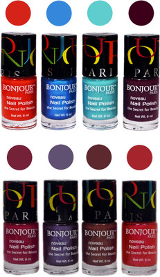 

Bonjour Paris Matte Nail Polish Combo 5-8 Multicolor,(Pack of 8)