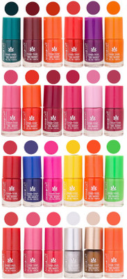 

Aroma Care Orange Nail Polish Combo 1706201630 Green, Brown, Red, Peach, Mauve, Pink, Blue, Magenta, Yellow, Neon Green, Nude, Silver, Golden(Pack of 24)