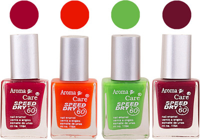 

Aroma Care Maroon Nail Polish Combo 2506201632 Maroon, Orange, Green, Maroon(Pack of 4)