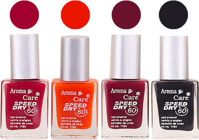 

Aroma Care Maroon Nail Polish Combo 2506201657 Maroon, Orange, Red, Black(Pack of 4)