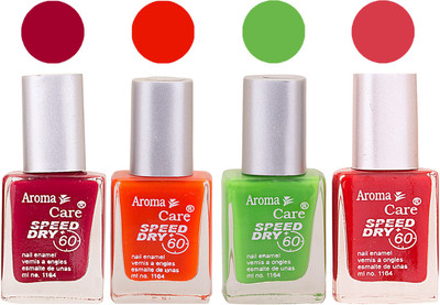 

Aroma Care Maroon Nail Polish Combo 2506201636 Maroon, Orange, Green, Red(Pack of 5)