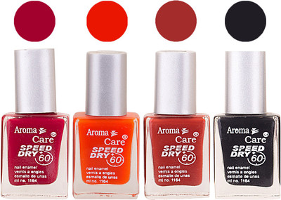 

Aroma Care Maroon Nail Polish Combo 25062016114 Maroon, Orange, Red, Black(Pack of 4)