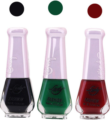 

Lady Fashion Nail Polish 2508201612 Black,Green,Maroon,(Pack of 3)