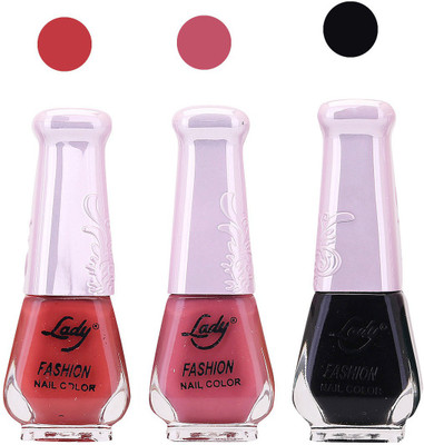 

Lady Fashion Nail Polish 2809201613 Red,Pink,Black,(Pack of 3)