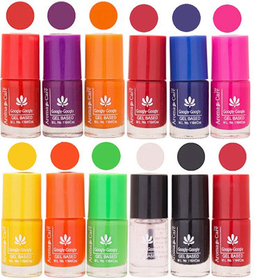 

Aroma Care Base Coat Nail Polish Combo 17061614 Red, Blue, Magenta, Yellow, Neon Green, Base Coat, Black(Pack of 12)
