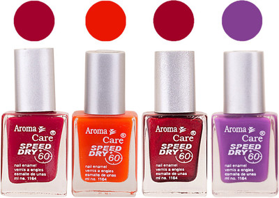 

Aroma Care Maroon Nail Polish Combo 2506201664 Maroon, Orange, Red, Purple(Pack of 4)