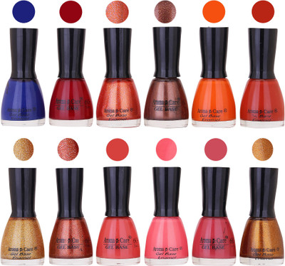

Aroma Care Wholesale Rate Nail Polish Combo Set of 12 Pcs ( Multicolor) 12 Blue, Deep Maroon, Sparkle Orange, Coffee, Orange, Light Red, Golden Sparkle, Brown Sparkle, Light Nude, Pink, Nude, Copper(Pack of 12)