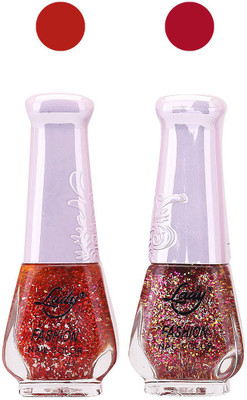 

Lady Fashion Glitter Nail Polish 2909201601 Red,Pink,(Pack of 2)