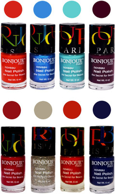 

Bonjour Paris Matte Nail Polish Combo 7-8 Multicolor,