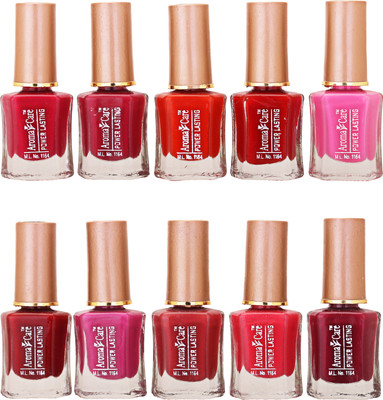

Aroma Care Wholesale Rate Nail Polish Set of 10 Pcs (Multicolor) 05 Dark Red, Light Red, Pink, Maroon, Magenta, Peach, Mauve, Light Pink
