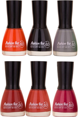 Fashion Bar New Multicolor Nail Polish Combo 1 Multicolor,(Pack of 6)