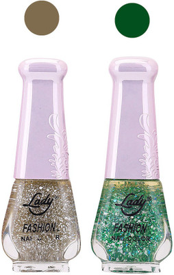 

Lady Fashion Glitter Nail Polish 2909201633 Aquamarine,Green,(Pack of 2)