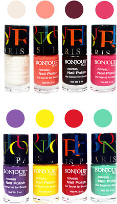 

Bonjour Paris Matte Nail Polish Combo 1-6 Multicolor,(Pack of 8)