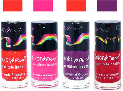 

Color Fever Pink Matte Nail Polish Combo-1040 Orange Pink Purple Dark Red(Pack of 4)