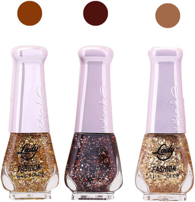 

Lady Fashion Glitter Nail Polish 04102020 Golden,Brown,Golden,(Pack of 3)