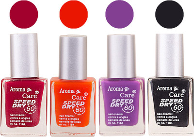 

Aroma Care Maroon Nail Polish Combo 25062016120 Maroon, Orange, Purple, Black(Pack of 4)